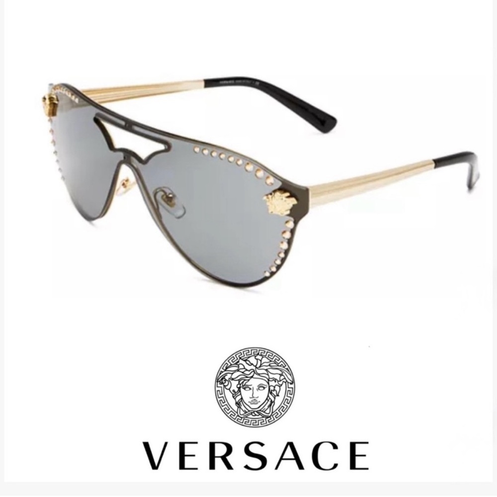 Versace Studded Black and Gold Sunglasses